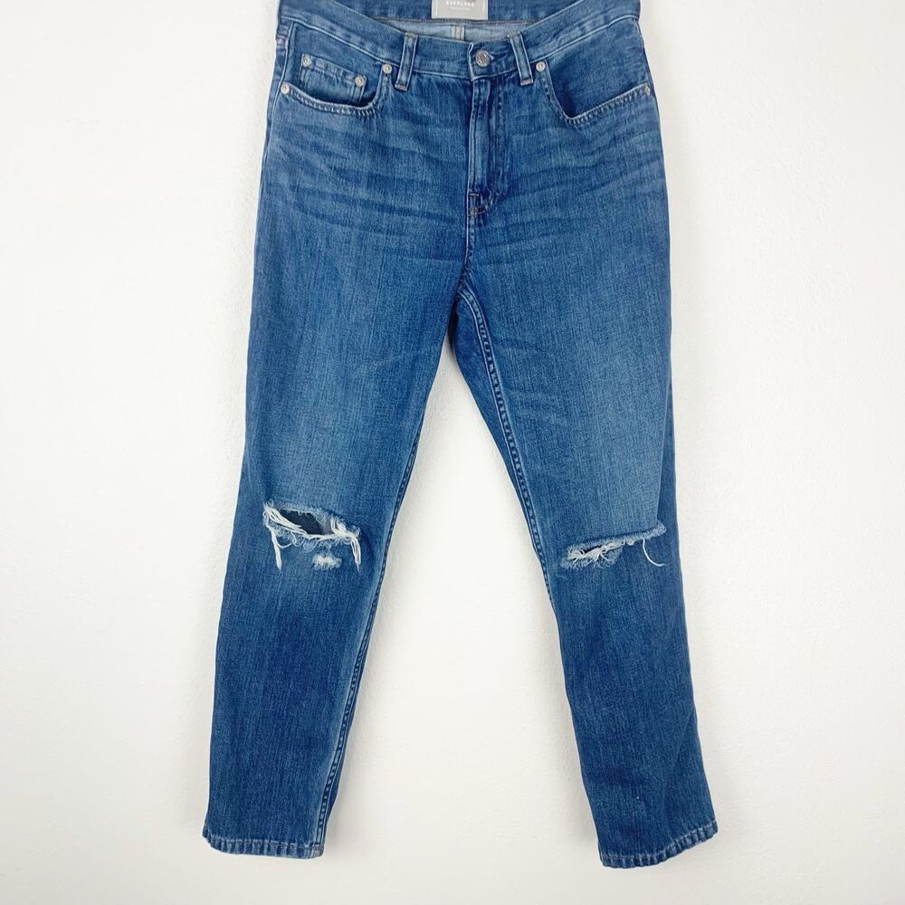 Everlane The Summer‎ Jean Womens 27 Distressed Knee Holes Tapered Ankle Slouch